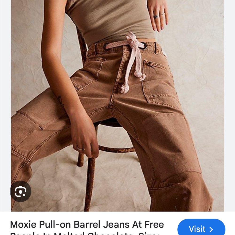 Free People Brown Boyfriend Jeans High-Waisted Relaxed Fit